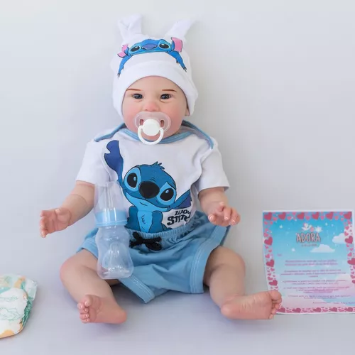 Bebe Reborn Menino Boneco Realista De Silicone Stitch 1