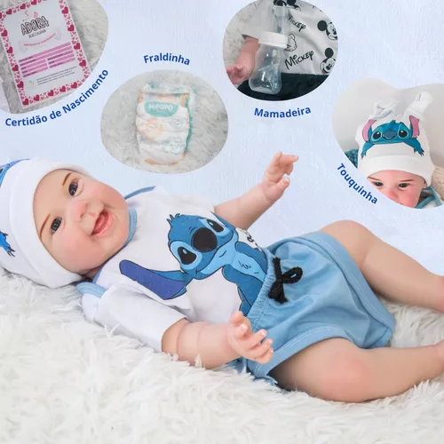 Bebe Reborn Menino Boneco Realista De Silicone Stitch 4