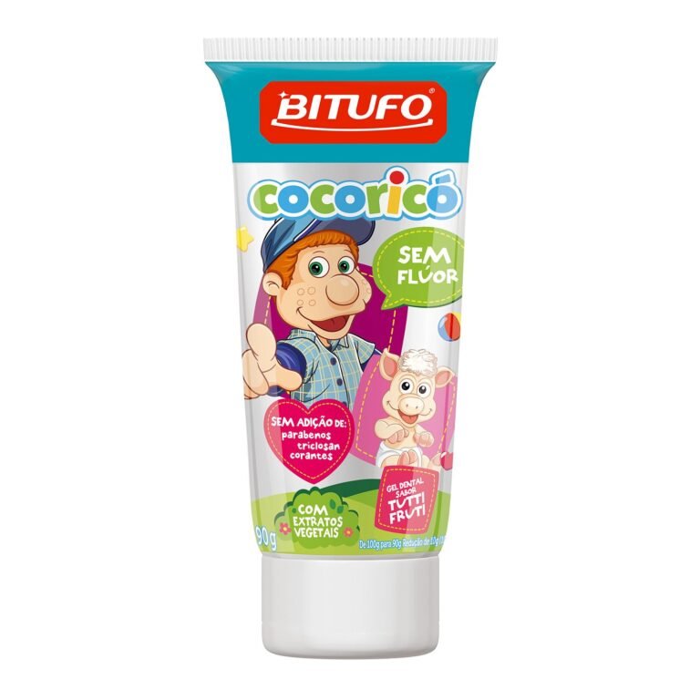 Bitufo Gel Dental Cocorico Sem Fluor Sabor Tutti Frutti 90 G 1