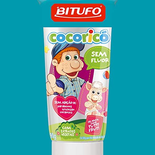 Bitufo Gel Dental Cocorico Sem Fluor Sabor Tutti Frutti 90 G 4