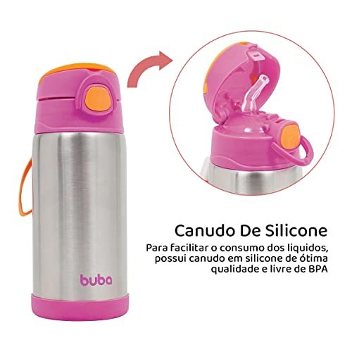 Buba Garrafa Termica Parede Dupla Rosa 400 Ml 7