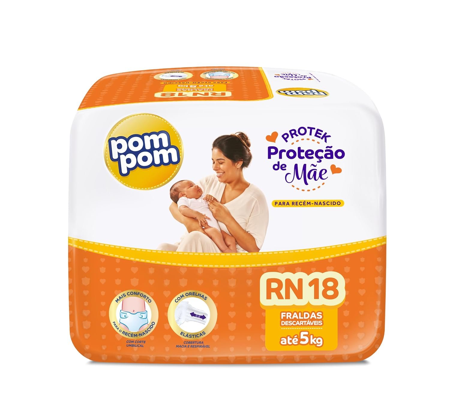 Fralda Pom Pom Protek Proteção de Mãe RN