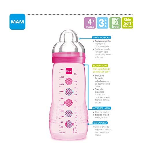 Mamadeira Easy Active Rosa 330ml Mam 3