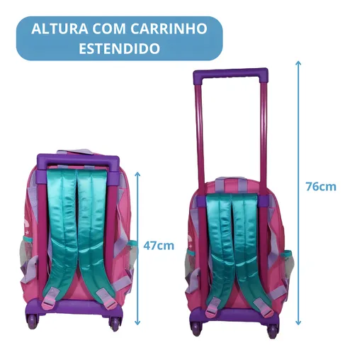 Mochila Escolar Infantil Com Rodinhas Unicornio Da Denlex 3