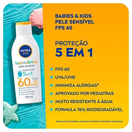 NIVEA SUN Protetor Solar Kids Babies Pele Sensivel FPS 60 125ml 7