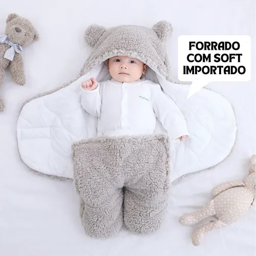 Saco De Dormir Bebe Enroladinho Confortavel Inverno Ursinho 3