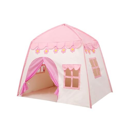 Barraca Iantil Toca Castelinho Rosa Menina Cabana Cor Flores Tenda 2