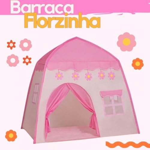 Barraca Iantil Toca Castelinho Rosa Menina Cabana Cor Flores Tenda 4