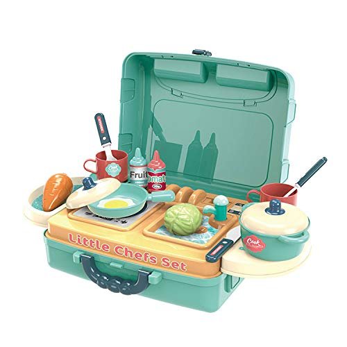 COZINHA INFANTIL 3 EM 1 KIT MALETA CHEF BRINQUEDO MC1006 Verde 2