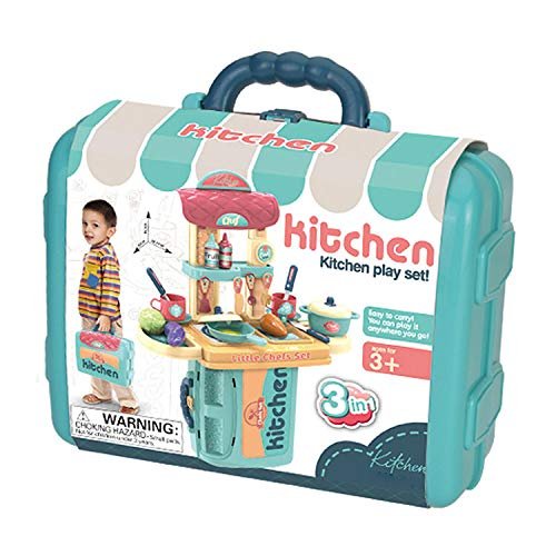 COZINHA INFANTIL 3 EM 1 KIT MALETA CHEF BRINQUEDO MC1006 Verde 5