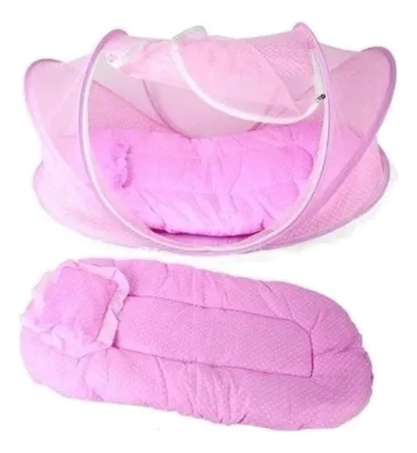 Colchonete Infantil Dobravel Mosquiteiro C Cama Travesseiro 1