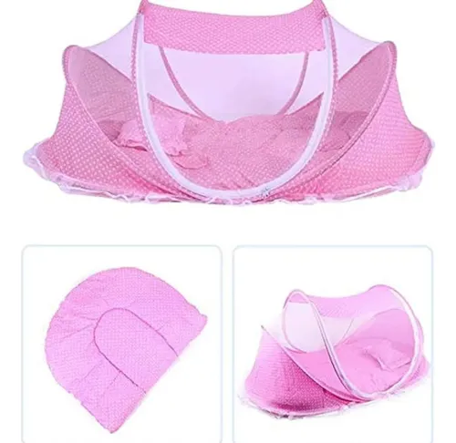 Colchonete Infantil Dobravel Mosquiteiro C Cama Travesseiro 2