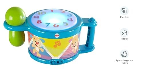 Fisher Price Aprender E Brincar Tambor Com Musica E Efeito Sonoro 2 Modos De Tocar Brinquedo Para Bebes A Partir De 6 Meses 2