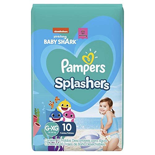 Fraldas Descartaveis Para Agua Pampers Splashers Baby Shark 4