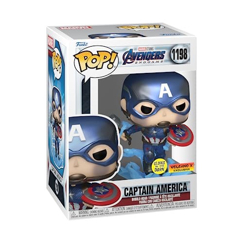 Funko POP Marvel Avengers Endgame Captain America With Broken Shield Mjolnir Glow In The Dark Metallic Exclusive 2