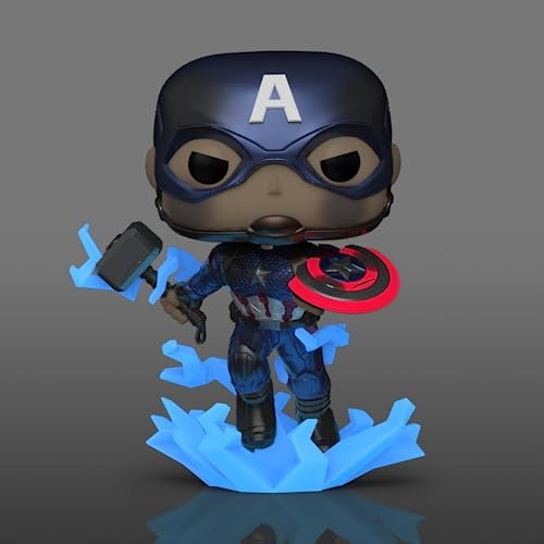 Funko POP Marvel Avengers Endgame Captain America With Broken Shield Mjolnir Glow In The Dark Metallic Exclusive 3