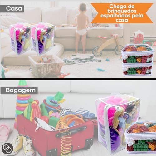 Kit 3 Organizador Brinquedos Ursinhos Carrinhos Empilhavel Guarda Roupa CZiper Dobravel 7