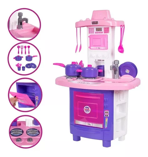 Kit Cozinha Fogao Infantil De Brinquedo Completa Sai Agua Pais E Filhos 1