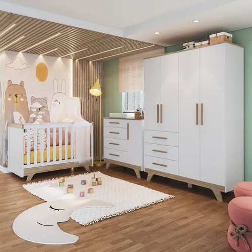 Quarto De Bebe Completo Com Guarda Roupa Comoda E Berco 4