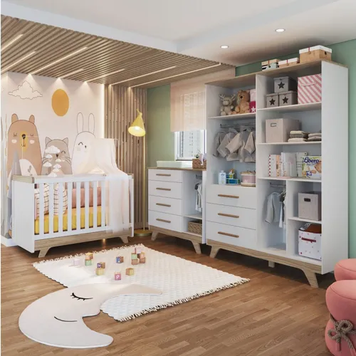 Quarto De Bebe Completo Com Guarda Roupa Comoda E Berco 5