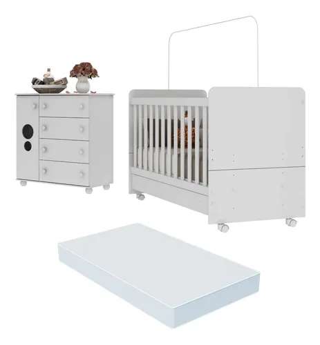 Quarto Infantil Berco Com Colchao Incluso E Comoda Pimpolho Multimoveis 1