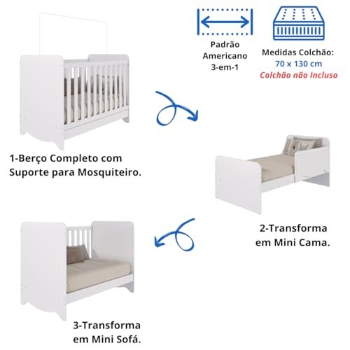 Quarto De Bebe Completo Com Berco Americano Ben 3 Em 1 Peroba 4