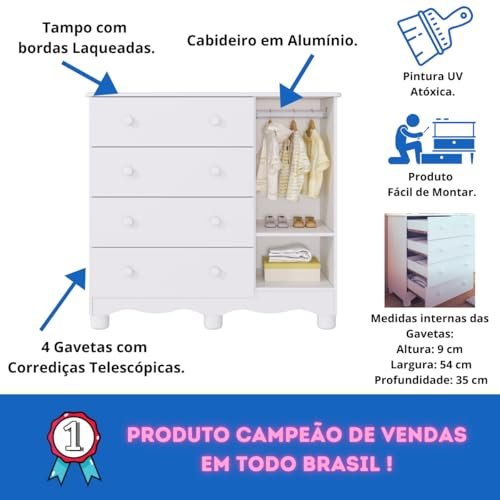 Quarto De Bebe Completo Com Berco Americano Ben 3 Em 1 Peroba 8