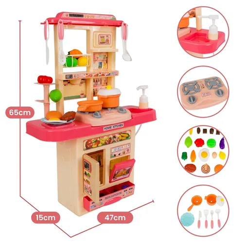 TENTU Kit Cozinha De Brinquedo Completa Infantil Cor Rosa 2