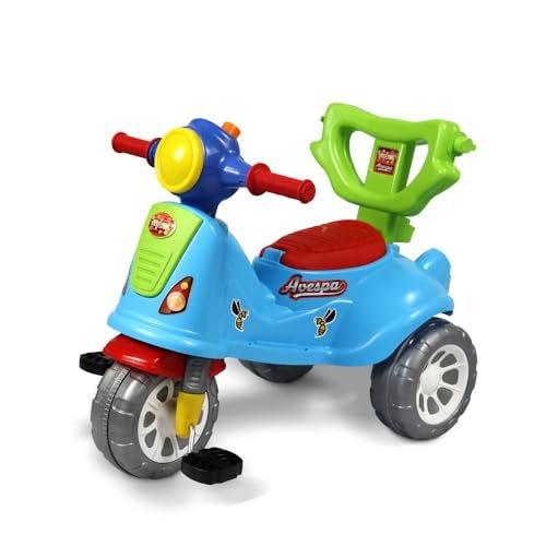 Triciclo Passeio Infantil Com Empurrador Avespa Azul Maral Colorido 4