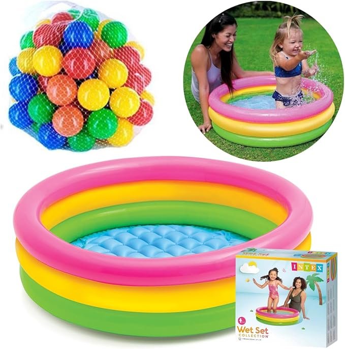Piscina de Bolinhas 80 Litros Tricolor + 50 Bolinhas Fluthua